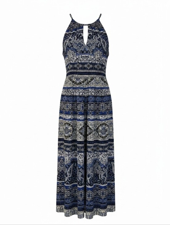 Valerie Bertinelli Dresses & Skirts - Valerie Bertinelli Blue and White Midi, Cocktail, Feminine, Halter, Sleeveless